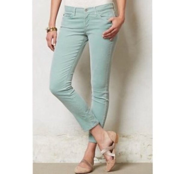 AG Stevie Ankle Zip Slim Straight‎ Leg Jeans Size 28 Petite Mint Green - Picture 1 of 8